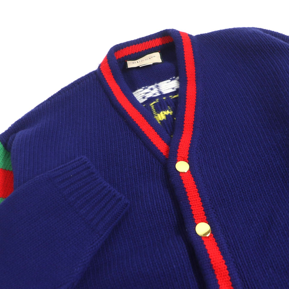 Gucci cardigan 676389 Main: 100% wool, Part: 98% wool, Part: 1% elastane (polyurethane), Part: 1% nylon blue mens L