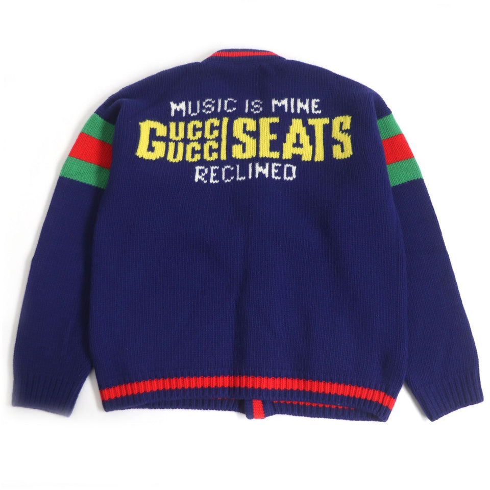Gucci cardigan 676389 Main: 100% wool, Part: 98% wool, Part: 1% elastane (polyurethane), Part: 1% nylon blue mens L