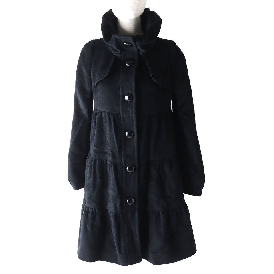 Burberry BLUE LABEL coat Outer material: 50% wool, Outer material: 30% rayon, Outer material: 20% angora, Lining (body): Cupra polyester Lining (sleeve): Polyester black Women 38