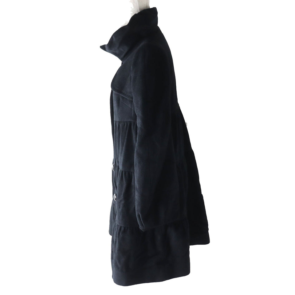 Burberry BLUE LABEL coat Outer material: 50% wool, Outer material: 30% rayon, Outer material: 20% angora, Lining (body): Cupra polyester Lining (sleeve): Polyester black Women 38