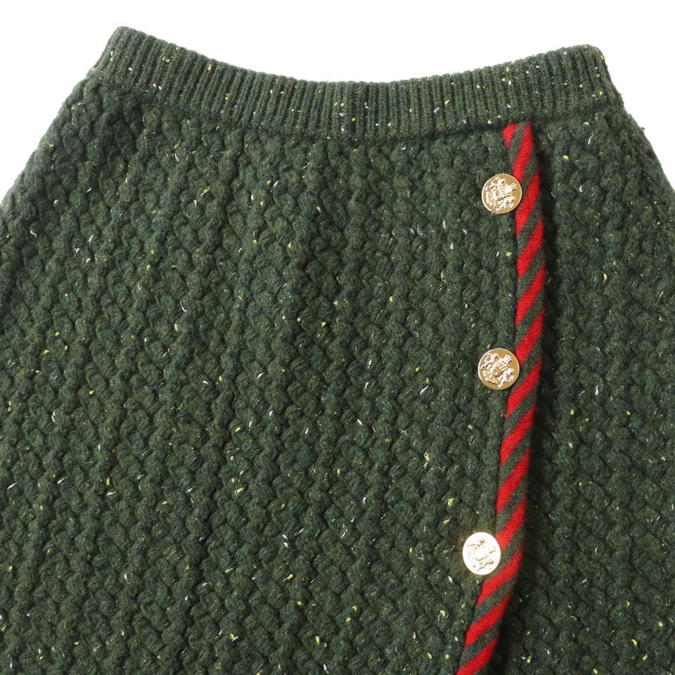 Gucci skirt 713317 Outer fabric: 69% wool, Outer fabric: 15% cotton, Outer fabric: 11% rayon, Outer fabric: 5% nylon, Trimming 1: 100% wool, Trimming 2: 65% wool, 15% cotton, 12% rayon, 7% nylon, 1% polyurethane Green red Women S