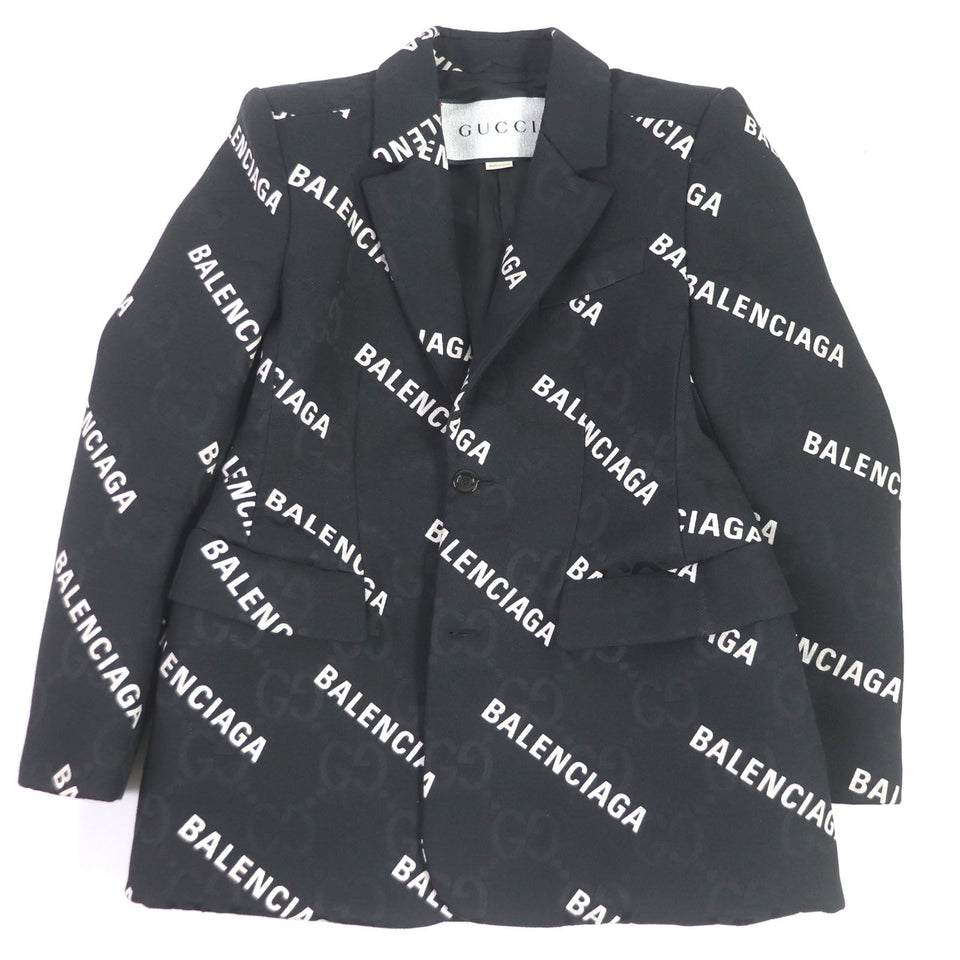 Gucci tailored jacket 676014 Outer: 70% cotton, Outer: 30% polyester, Lining: 100% rayon black The Hacker Jumbo GG Jacket mens 48