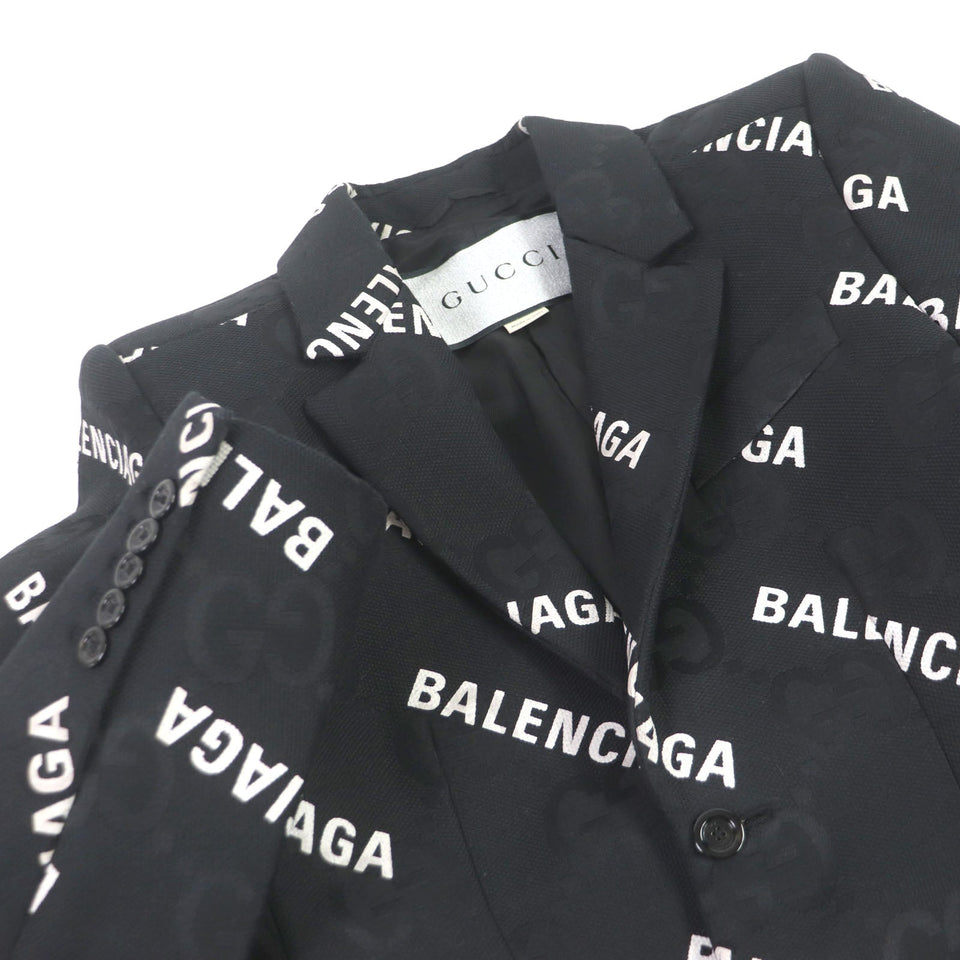 Gucci tailored jacket 676014 Outer: 70% cotton, Outer: 30% polyester, Lining: 100% rayon black The Hacker Jumbo GG Jacket mens 48