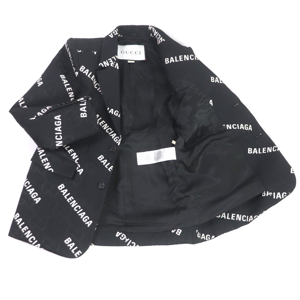 Gucci tailored jacket 676014 Outer: 70% cotton, Outer: 30% polyester, Lining: 100% rayon black The Hacker Jumbo GG Jacket mens 48