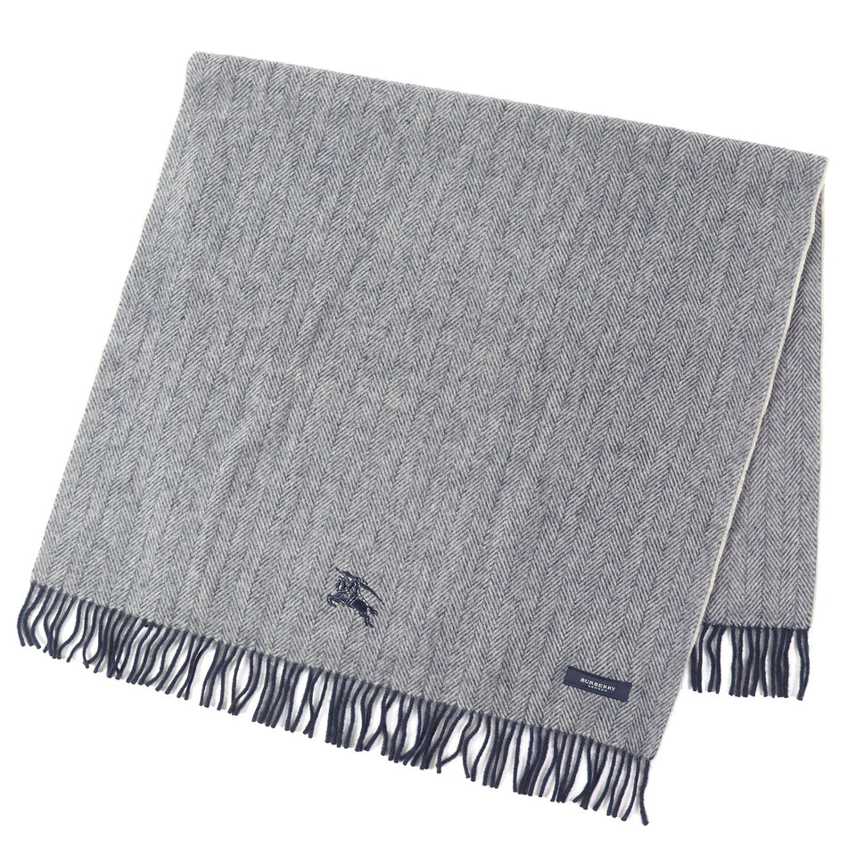 Burberry LONDON Scarf Main: 100% wool Gray navy unisex(Unisex)