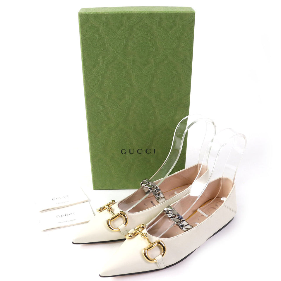Gucci pumps 621161 Main: Leather Ivory Women 35 1/2