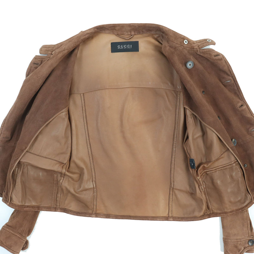 Gucci leather jacket Main: Suede Brown mens 50