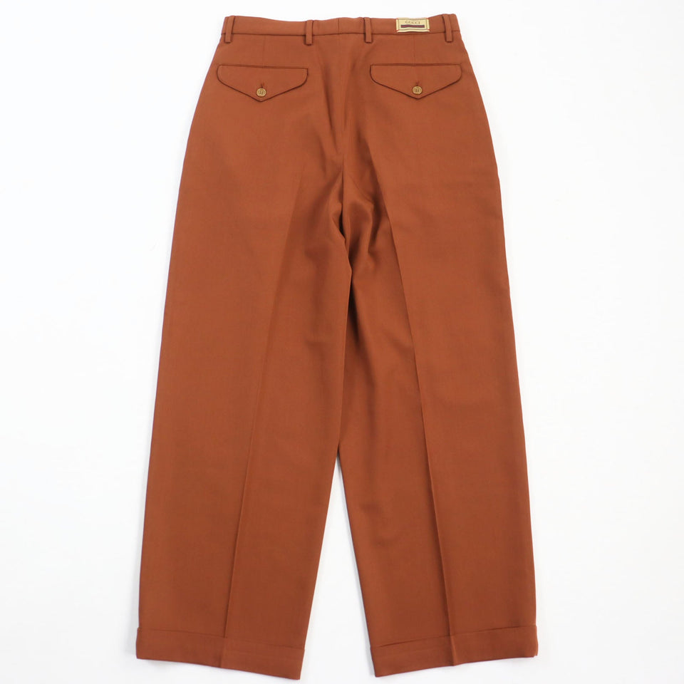 Gucci slacks 690474 Main: 100% wool, part: 84% polyester, part: 16% metal fiber Brown Gucci label trousers mens 44
