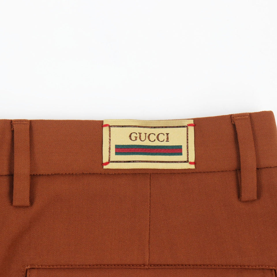 Gucci slacks 690474 Main: 100% wool, part: 84% polyester, part: 16% metal fiber Brown Gucci label trousers mens 44