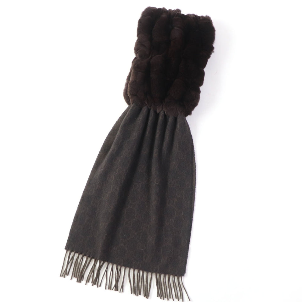 Gucci Stall Main: 100% cashmere, Fur: 100% lapin Brown Women