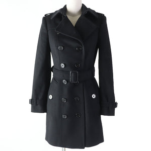 Burberry trench coat Main: 80% wool, Main: 20% cashmere, Lining: 50% acetate, Lining: 50% viscose (rayon), Sleeve lining: 60% acetate, : 40% cupra black Women 34