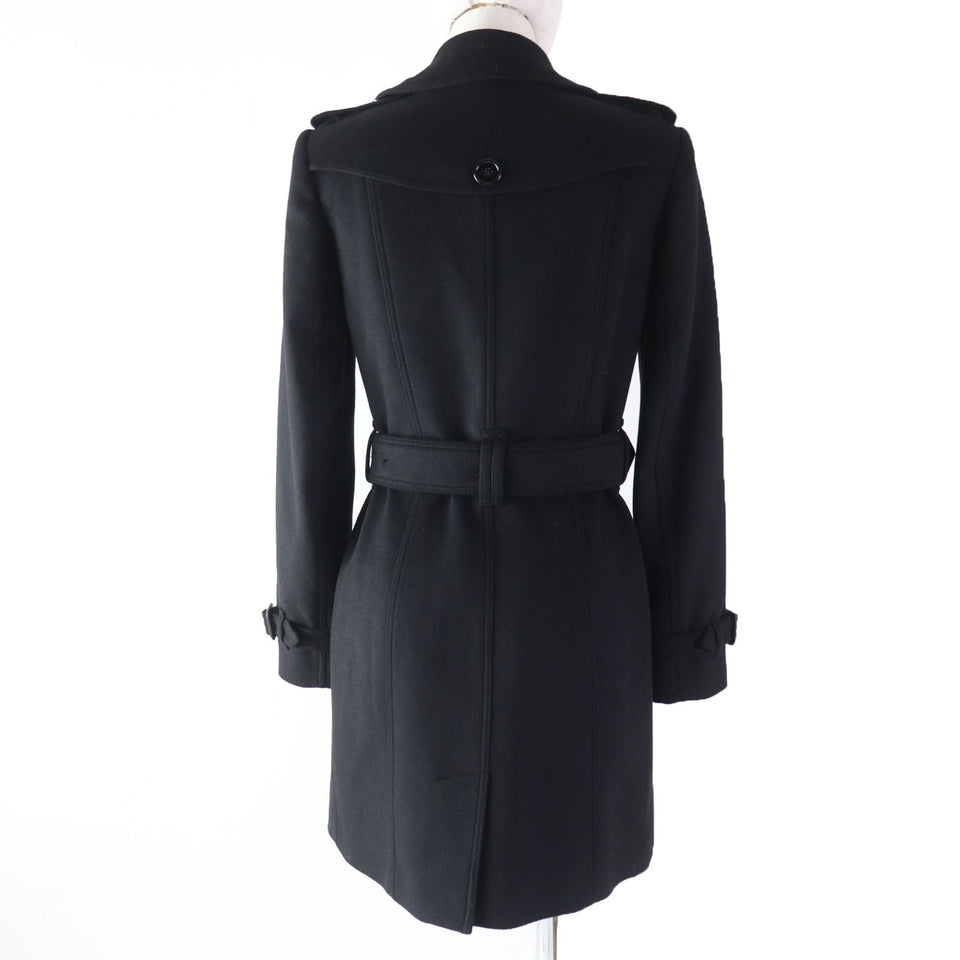 Burberry trench coat Main: 80% wool, Main: 20% cashmere, Lining: 50% acetate, Lining: 50% viscose (rayon), Sleeve lining: 60% acetate, : 40% cupra black Women 34