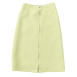 Chanel Wool Tweed Skirt Gold Button Zip