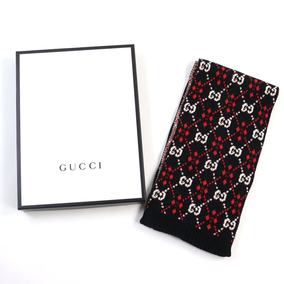 Gucci Scarf Main: 64% cotton, Main: 36% wool Black type mens