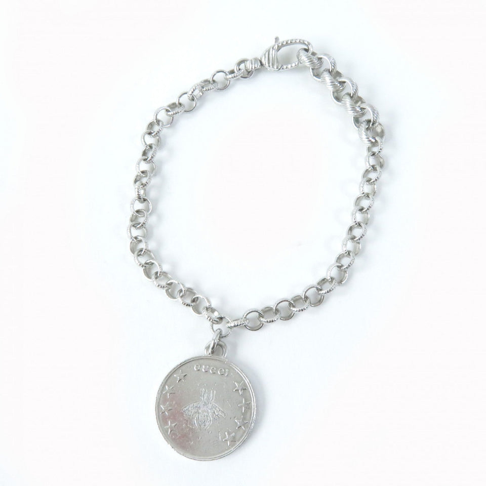 Gucci bracelet 433499 Mainï¿½FAG925 Silver Interlocking G BEE Coin Women 18