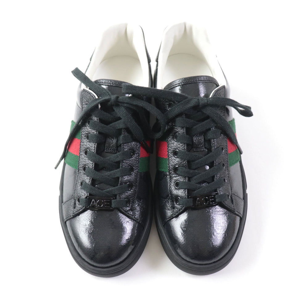 Gucci Low cut sneakers 760774 Main: Leather black Ace Web stripe women's sneakers Women 35