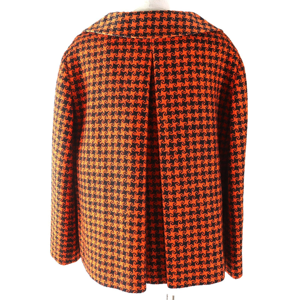 Gucci coat Outer: 90% wool, Outer: 10% nylon, Lining: 100% silk Orange black 674323 Women 42