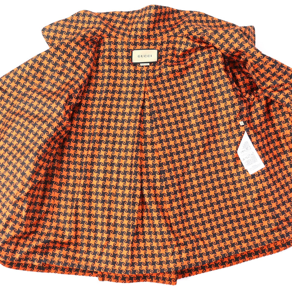 Gucci coat Outer: 90% wool, Outer: 10% nylon, Lining: 100% silk Orange black 674323 Women 42