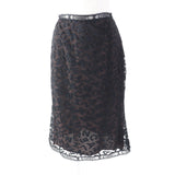 Chanel Vintage Logo Lace Knee Skirt Black 38