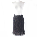 Chanel Vintage Logo Lace Knee Skirt Black 38