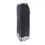 Chanel Vintage Logo Lace Knee Skirt Black 38