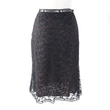 Chanel Vintage Logo Lace Knee Skirt Black 38