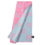 Gucci Scarf 505395 Main: 91% wool, Main: 9% silk Pink light blue Women
