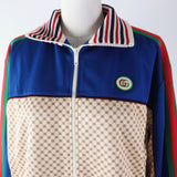 Gucci Jacket 655196 Outer: 55% polyester, Outer: 45% cotton, Lining: 100% cotton, Part: 100% polyester, Trimming: 93% polyester, 5% nylon, 2% polyurethane, Trimming 2: 100% nylon Multi Interlocking G print jersey jacket Women M