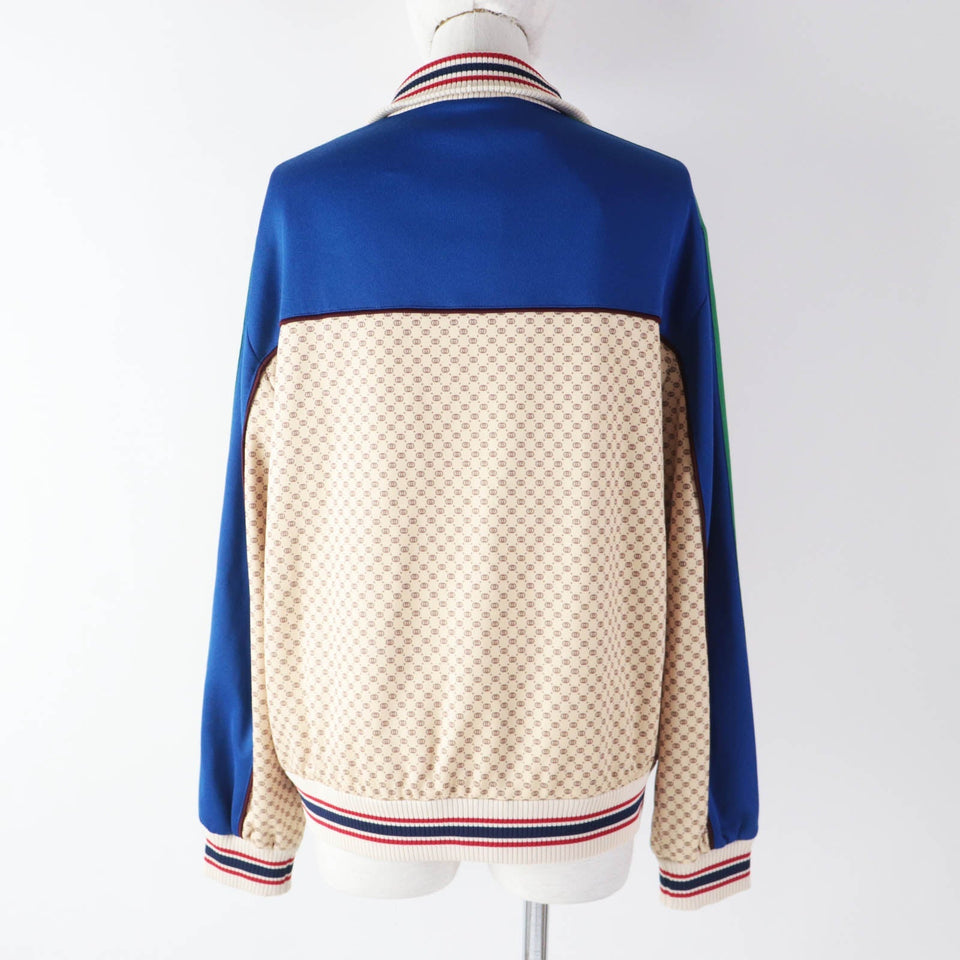 Gucci Jacket 655196 Outer: 55% polyester, Outer: 45% cotton, Lining: 100% cotton, Part: 100% polyester, Trimming: 93% polyester, 5% nylon, 2% polyurethane, Trimming 2: 100% nylon Multi Interlocking G print jersey jacket Women M