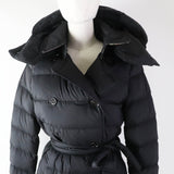 Burberry down coat 8044680 Outer material: 100% nylon, Lining: 100% nylon, Filling: 90% down, Filling: 10% feather, Upper lining: 100% polyester, Collar back: 100% polyester, Leather part: 100% cowhide black Women S