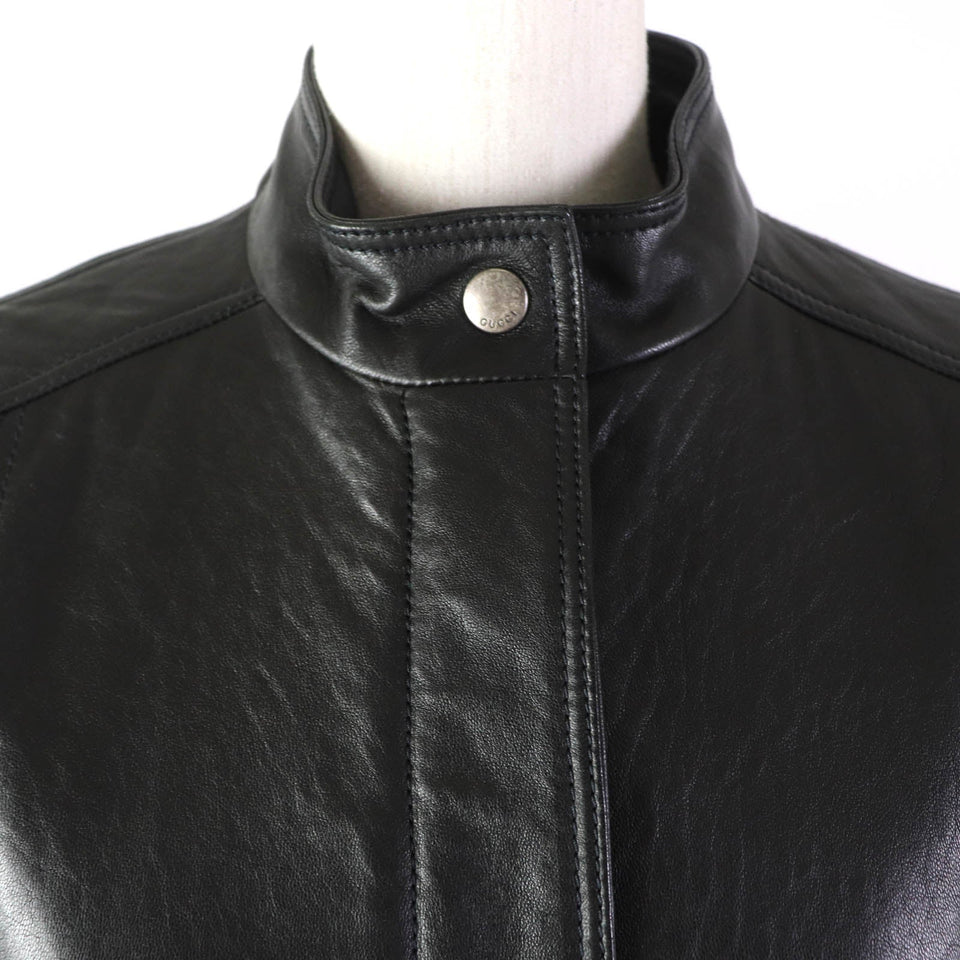 Gucci Riders jacket 290487 Main: Lamb leather, Lining: 100% rayon black Women 40