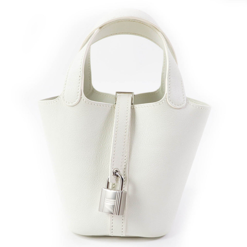 Hermes Handbag Swift, Palladium Metal white picotanlock micro Women