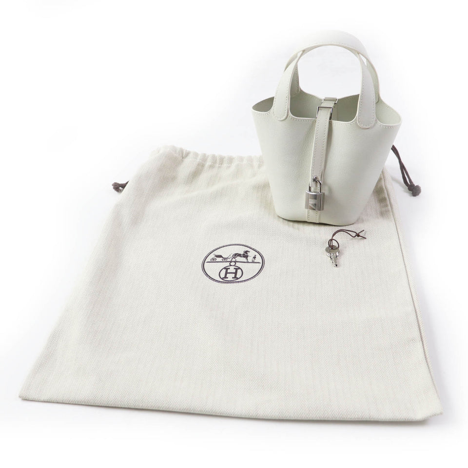 Hermes Handbag Swift, Palladium Metal white picotanlock micro Women