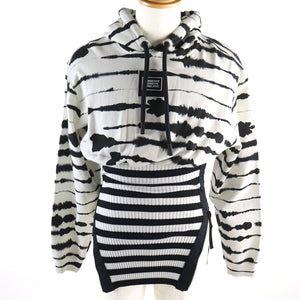 Burberry Hoodie 4563724 Outer material: 100% cotton, Outer material: 77% polyester, Outer material: 15% polyamide (nylon), Outer material: 8% elastane (polyurethane) White black Watercolour Print Reconstructed Hoodie mens XS