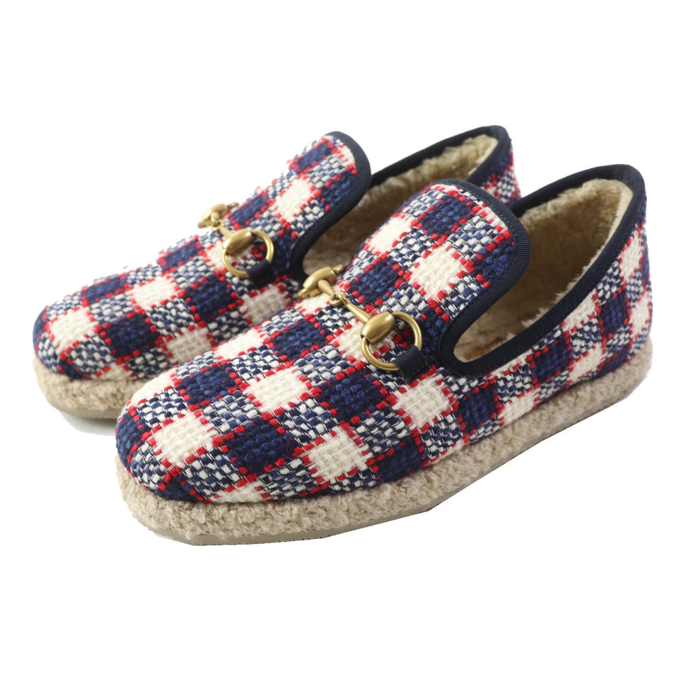 Gucci loafers Main: , Main: Tweed Inner: Boa Navy red white Women 36 1/2