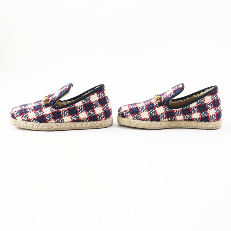 Gucci loafers Main: , Main: Tweed Inner: Boa Navy red white Women 36 1/2