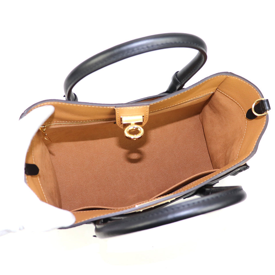 Louis Vuitton On My Side MM Noir Brown Monogram Canvas Leather 2way