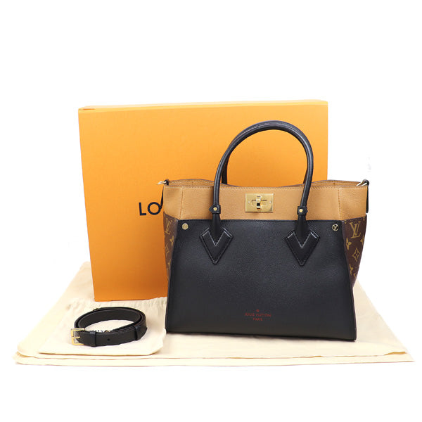 Louis Vuitton On My Side MM Noir Brown Monogram Canvas Leather 2way