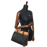 Louis Vuitton On My Side MM Noir Brown Monogram Canvas Leather 2way