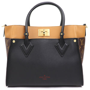 Louis Vuitton On My Side MM Noir Brown Monogram Canvas Leather 2way