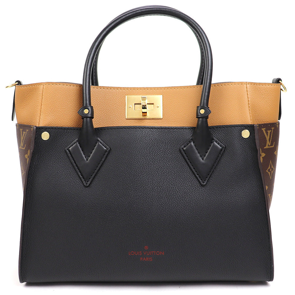 Louis Vuitton On My Side MM Noir Brown Monogram Canvas Leather 2way