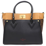 Louis Vuitton On My Side MM Noir Brown Monogram Canvas Leather 2way