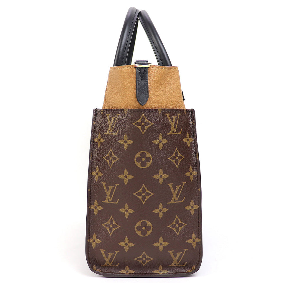 Louis Vuitton On My Side MM Noir Brown Monogram Canvas Leather 2way