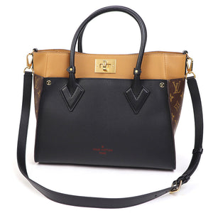 Louis Vuitton On My Side MM Noir Brown Monogram Canvas Leather 2way