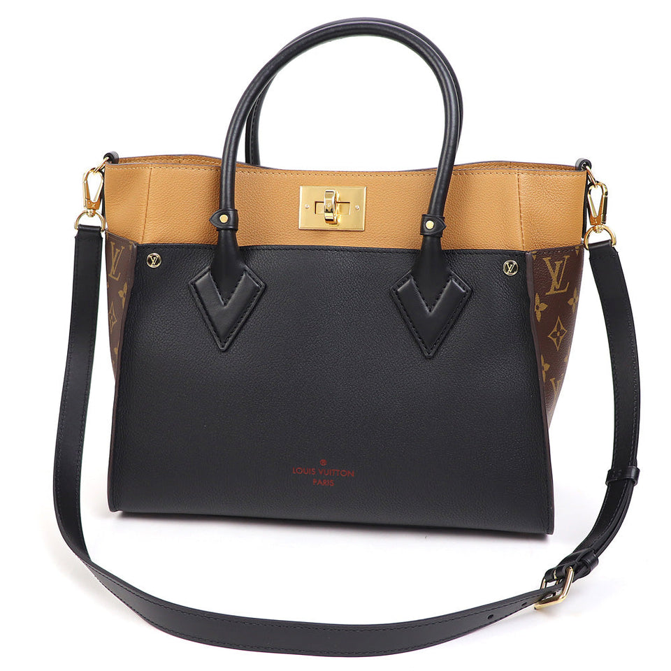 Louis Vuitton On My Side MM Noir Brown Monogram Canvas Leather 2way