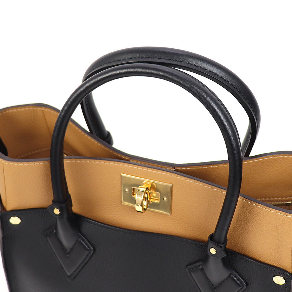 Louis Vuitton On My Side MM Noir Brown Monogram Canvas Leather 2way