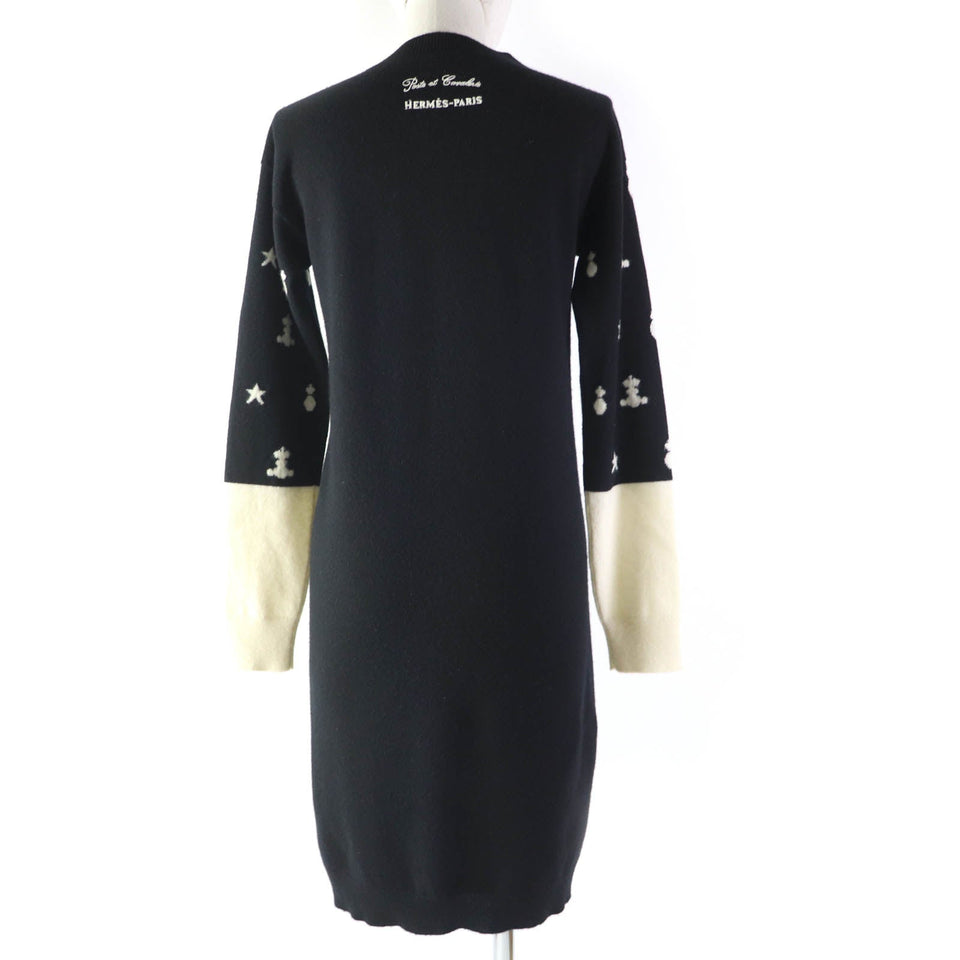 Hermes one piece Main: 100% cashmere, part: 83% rayon, part: 17% polyester Black Ivory Poste et Cavalerie Sabre Bag Women 34