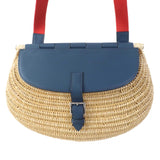 Hermes Shoulder Bag Swift Ocea Blue type Natural fishing basket Women