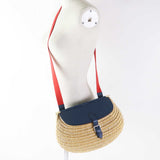 Hermes Shoulder Bag Swift Ocea Blue type Natural fishing basket Women