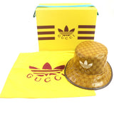Gucci hat 696484 Outer: 67% nylon, Outer: 33% cotton, Lining: 65% cotton, Lining: 35% linen, Part: leather, Inner: 55% cotton, 45% rayon Brown type mens